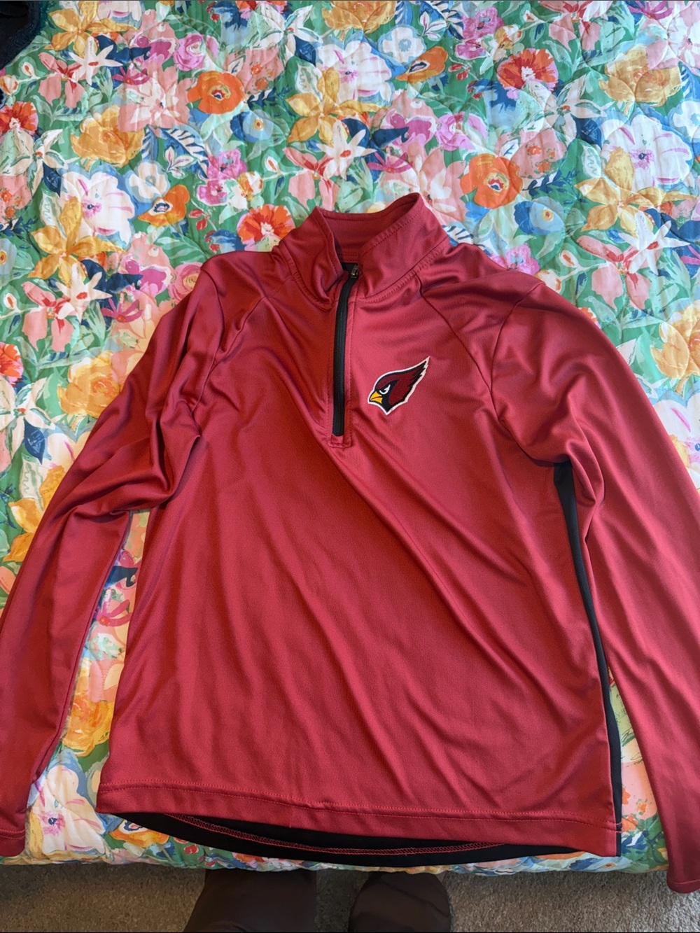 NFL Cardinal Red Quarter-Zip Pullover with Team Patch